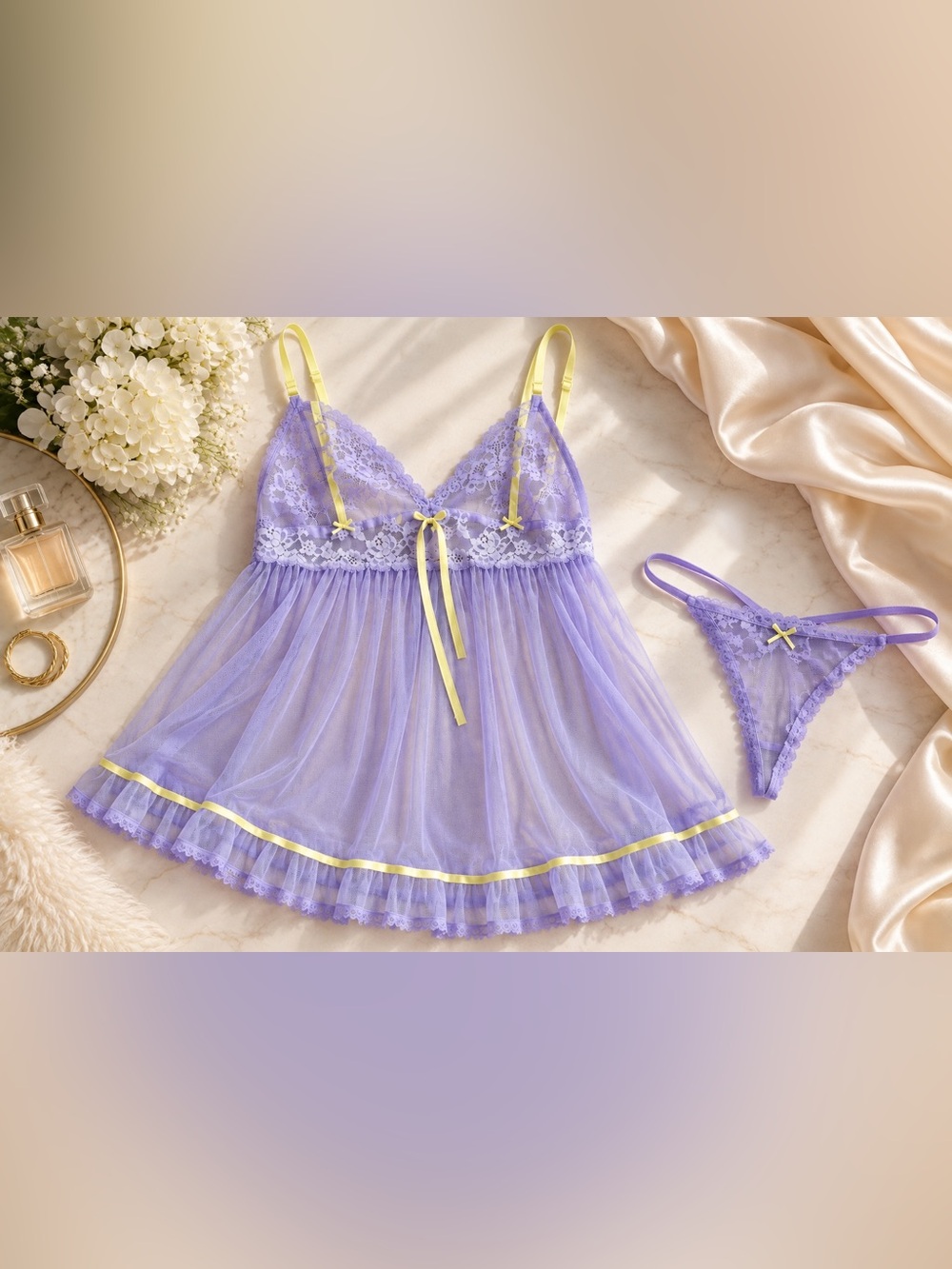 Vintage Victoria’s Secret Y2K Sheer Babydoll Set M